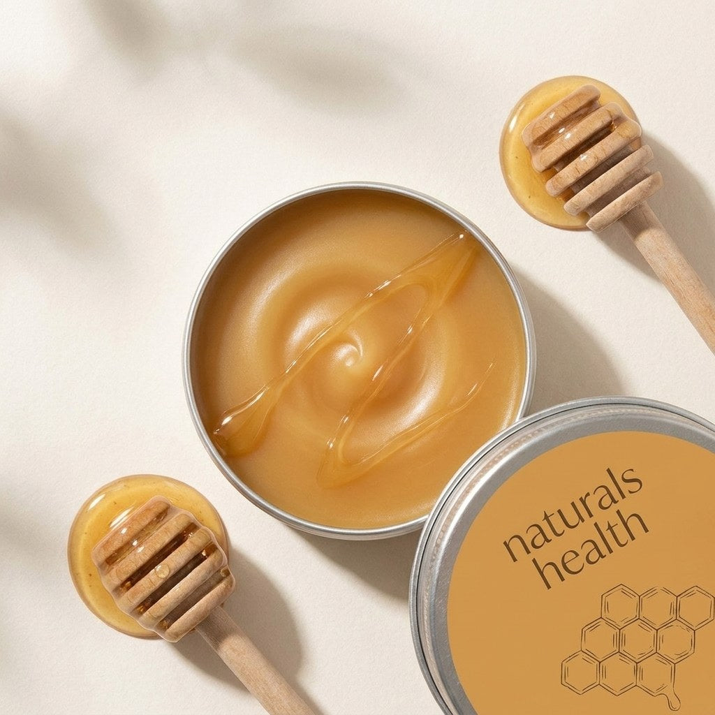 Open Barrier Balm tin showing the golden tallow and honey texture