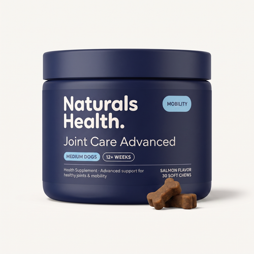 Naturals Health Joint Care Advanced — navy jar with Mobility chip