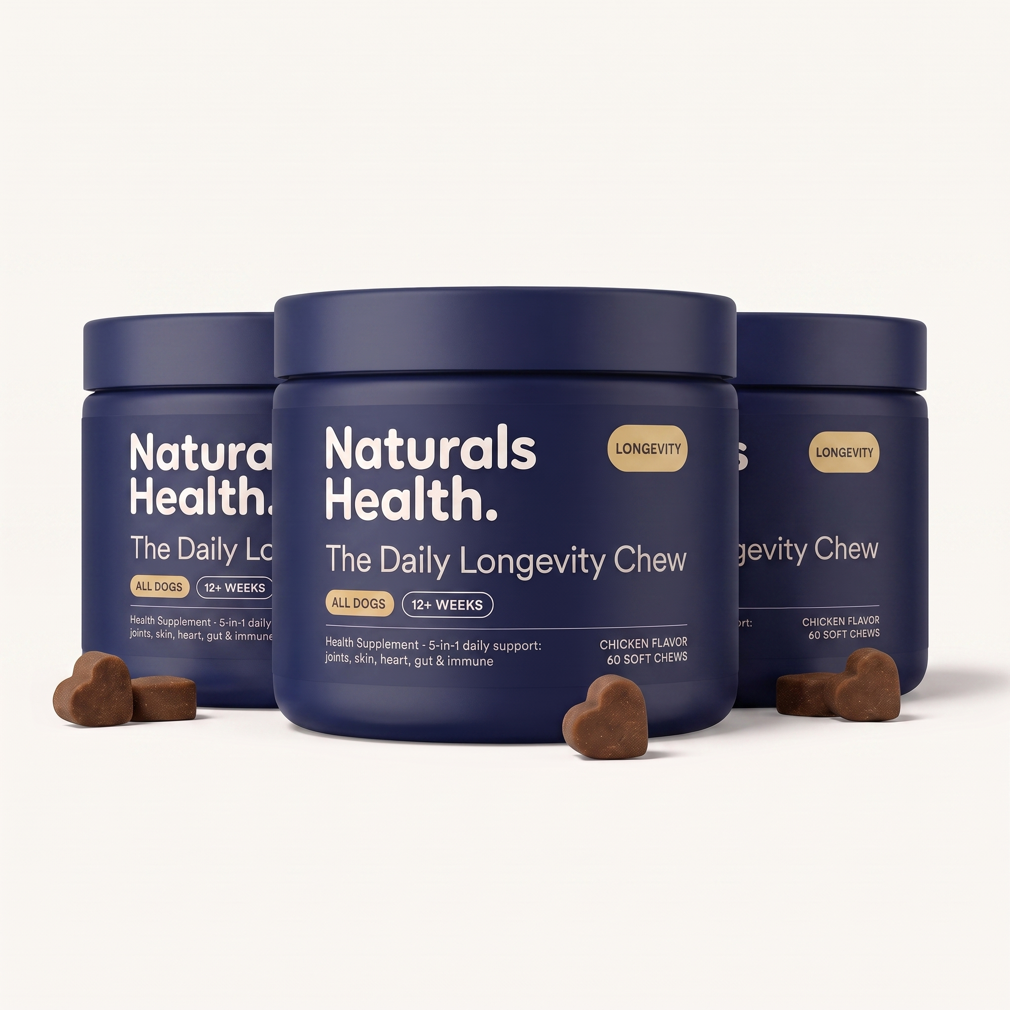 The 90-Day Bundle — three Naturals Health Daily Longevity Chew jars